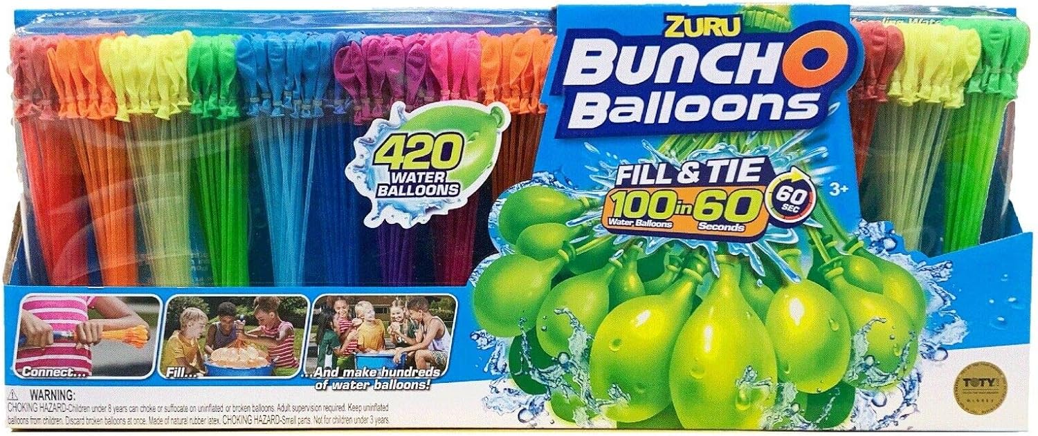 ZURU Bunch O Balloons, 420 Water Balloons, Fill & Tie 100 in 60 Seconds,