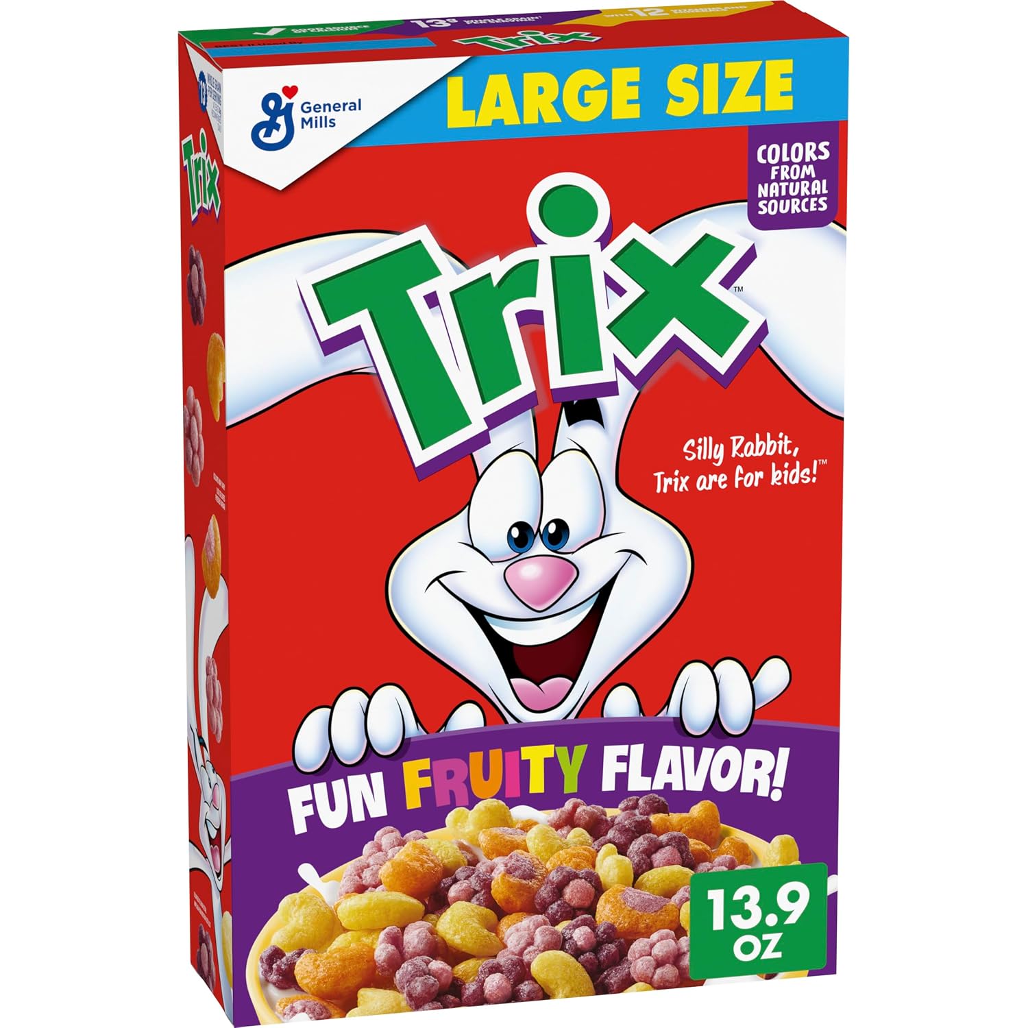 Trix Breakfast Cereal, 6 Fruity Shapes, Large Size, 13.9 oz