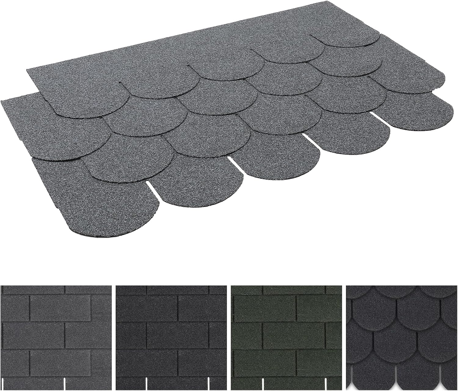 FUKEA Asphalt Roof Shingles-18pcs/2.61sqm Shingles Self-Adhesive Sheds Roofing Felt Shingles Tiles Thermal Insulation Roof Felt for Sheds for Most Rooftop, Fish-Scale, Light Grey