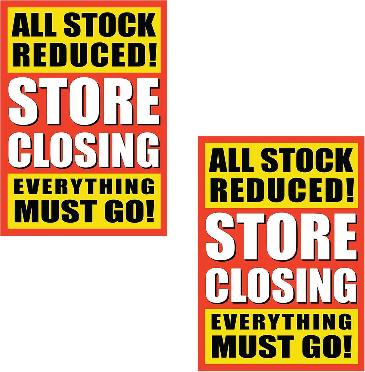 ALL STOCK REDUCED! STORE CLOSINGPrinted Sale Posters Window Display Sign/BANNERS/Advertising Business Shop Sign Shop Display Window Banner Reusable Posters Size A1 (2 X ALL STOCK REDUCED POSTER)