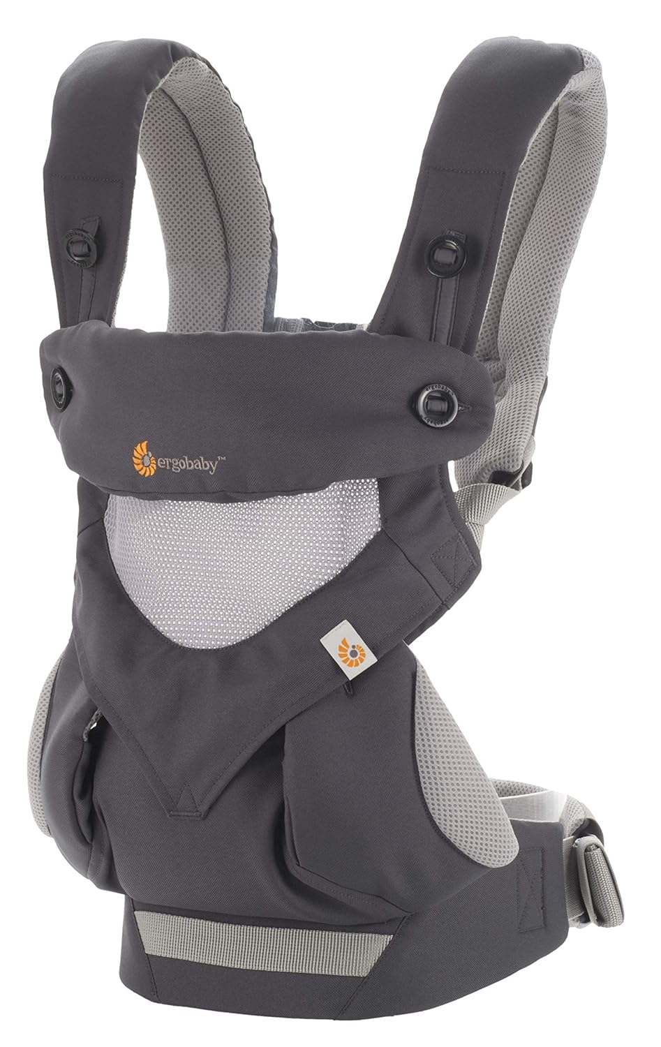 Ergobaby 360 All-Position Baby Carrier with Lumbar Support (12lbs - 45lbs) - Premium Cotton Toddler Carrier - Soft Air Mesh Fabric - Carbon Grey