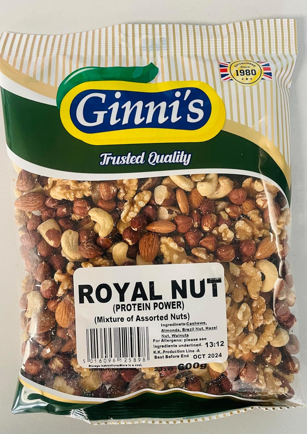 Mix Nuts 1.2Kg,Royal Nuts: Unsalted Raw Cashews,Almonds,Brazil Nuts,Hazel Nuts and Walnuts-Suitable for Vegetarians,Vegan,Keto Diet,Protein Power 2X600g.