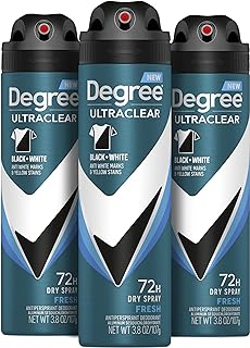 Degree Men Antiperspirant Spray Black + White 3 Count Protects from Deodorant Stains Instantly Dry Spray Deodorant 3.8 oz