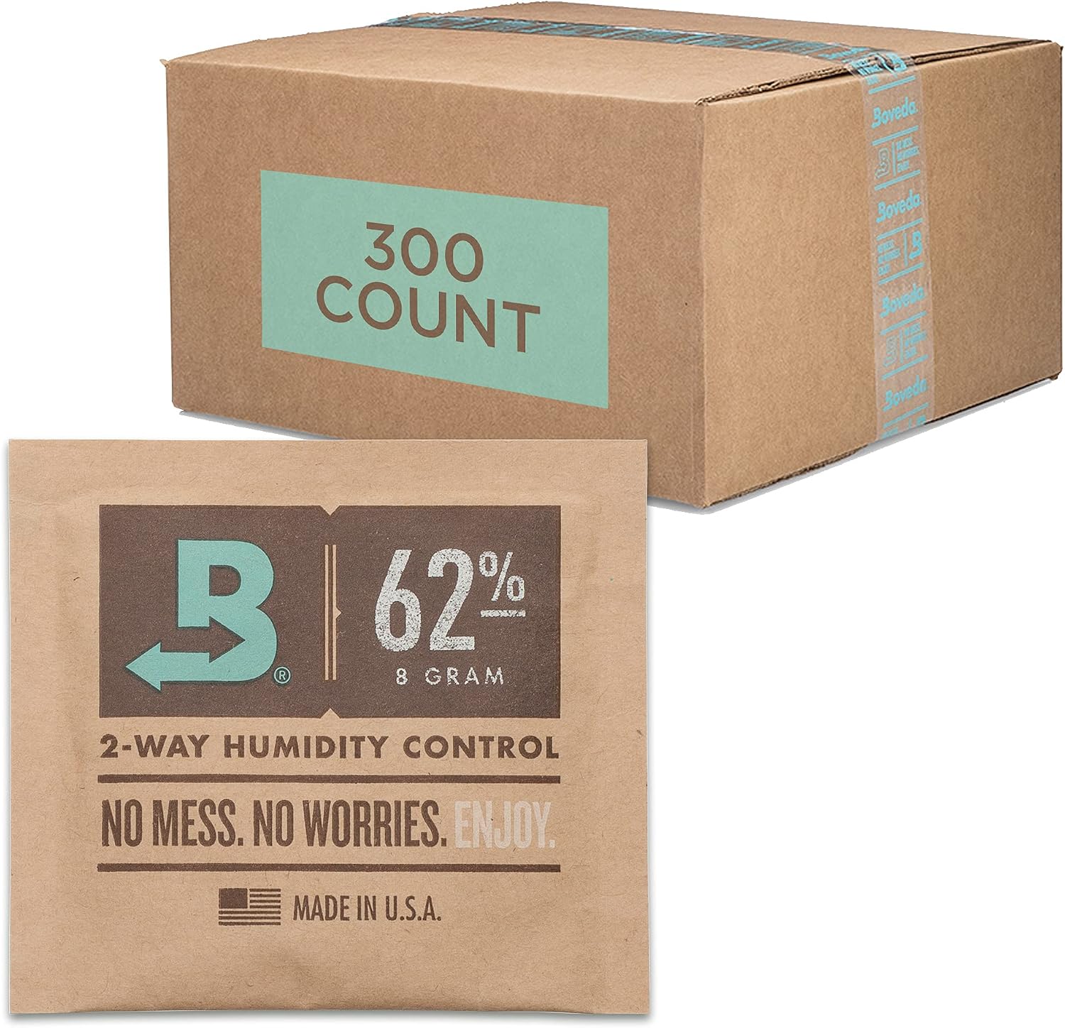 Boveda 62% Humidity Packets - 2 Way Humidity Control Packs - Size 08-300 Count Bulk Count Resealable Bag - Bulk Humidity Packs - Relative Humidity Packs