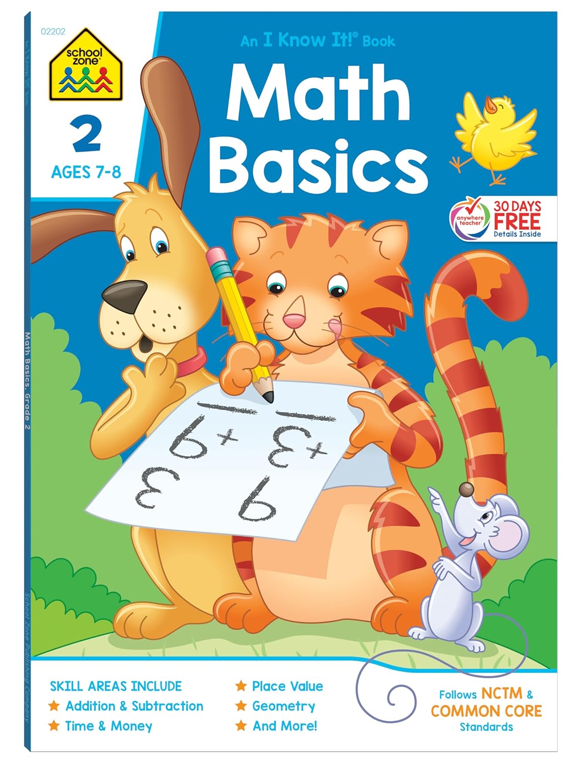 School Zone - Math Basics 2 Workbook - 64 Pages, Ages 7 to 8, 2nd Grade, Addition & Subtraction, Time & Money, Place Value, Fact Families, and More (School Zone I Know It!® Workbook Series)