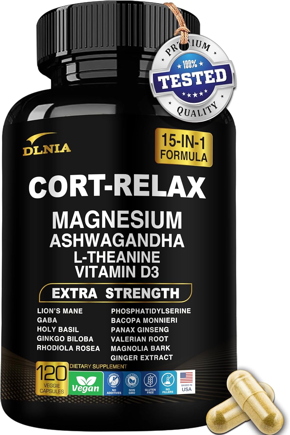Super Calm Cortisol Supplement with Magnesium Glycinate, Ashwagandha- 120 Count