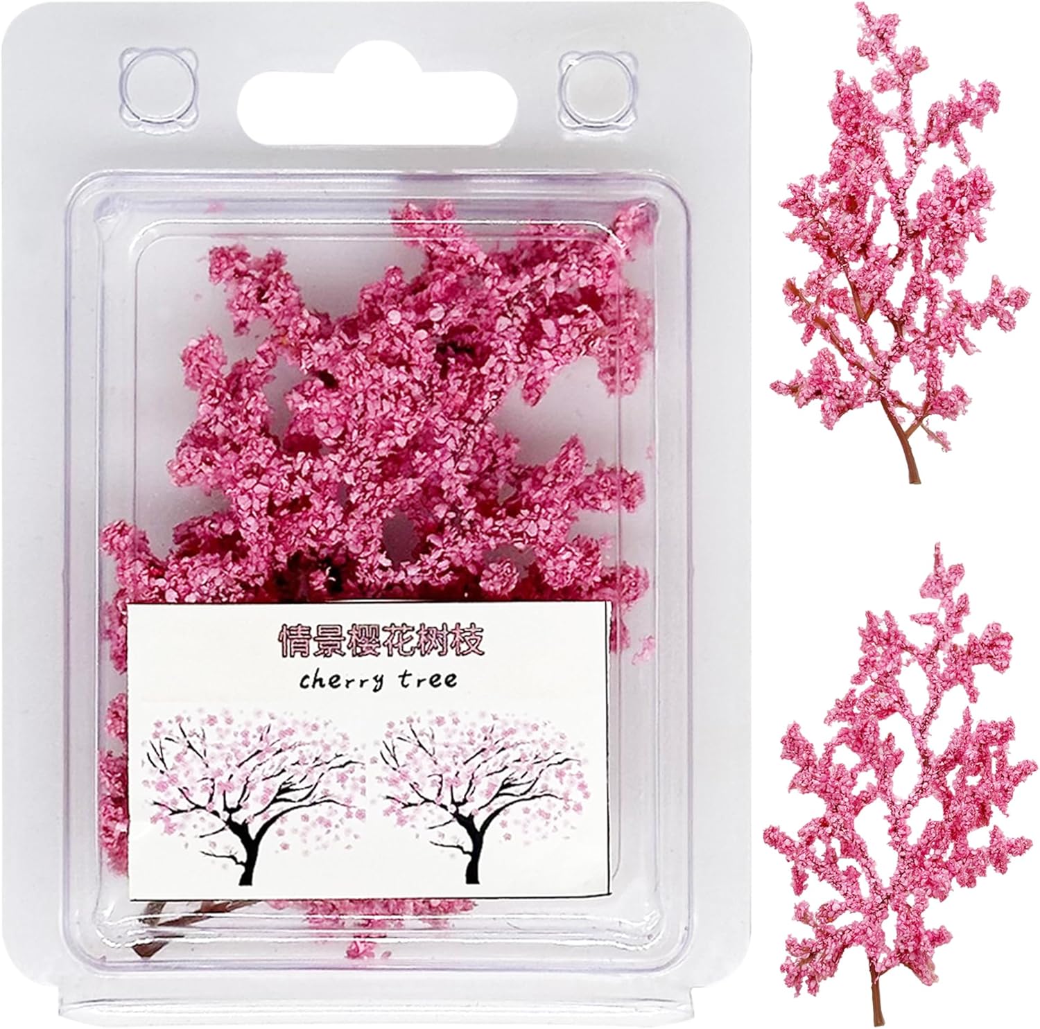 Cayway Miniature Colorful Flower Cluster, Pink Trees Static Grass Tufts Flower Vegetation Groups for DIY Model Train Landscape Railroad Scenery