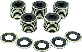 50 PCS Metal/Rubber Drain Plug Gasket, Fits 1/2, M12, M12 So Replace 097-021,65274,365274,GM 14079550,14090908,1625762,1631748,24571185,25524544,5741252,8-14090-908-0 (24.7x11.5mm)
