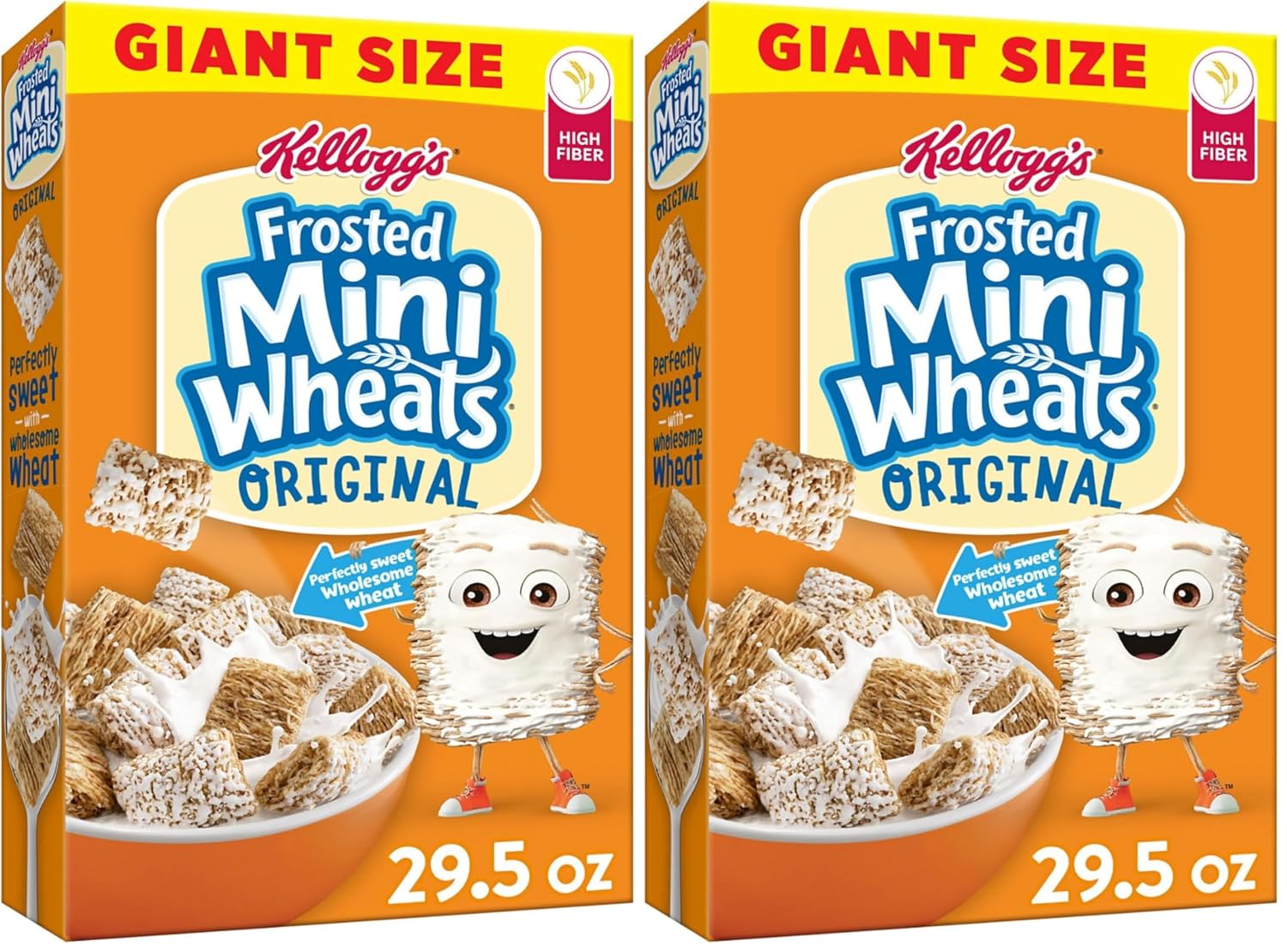 Kellogg’s Frosted Mini-Wheats Breakfast Cereal,High Fiber,48g Whole Grain,Giant Size,29.5 oz,(Pack of 2)