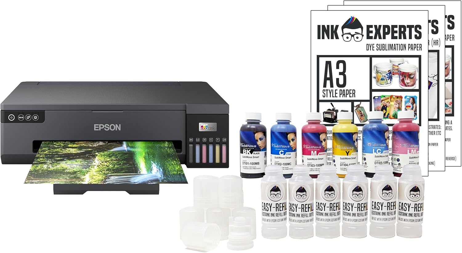 Ink Experts Dye Sublimation A3 Printer Bundle - Windows Compatible with Epson ET18100 inc. Printer and Inktec Sublinova Inks