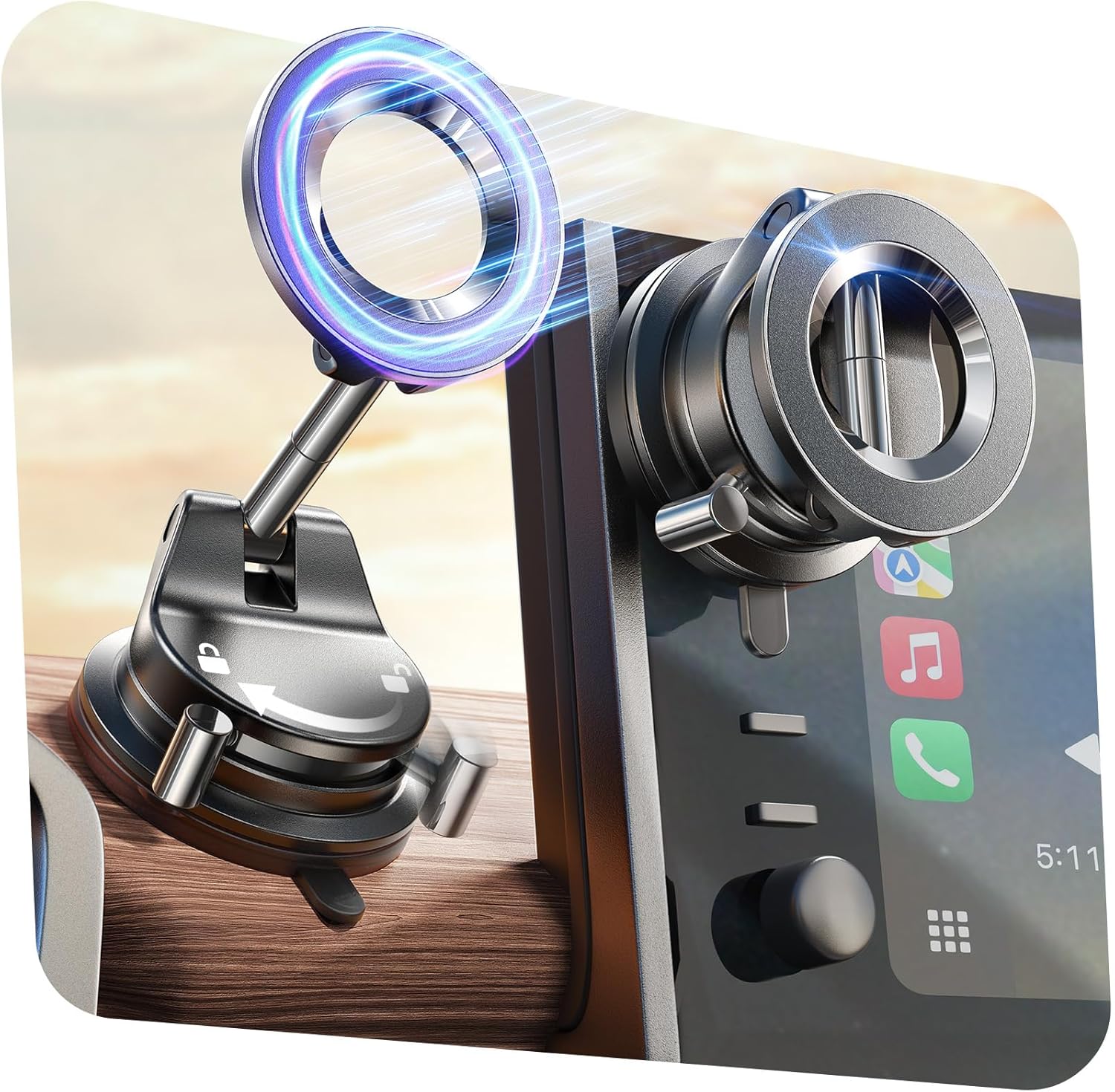 LISEN for Magsafe Car Mount Vacuum Car Phone Holder Magnetic [95% Surface Adsorption] Cars Accessories Mobile Phone Holder for Cars, Interior Dashboard Suction Mount for iPhone 16 15 14 13 12 Pro Max