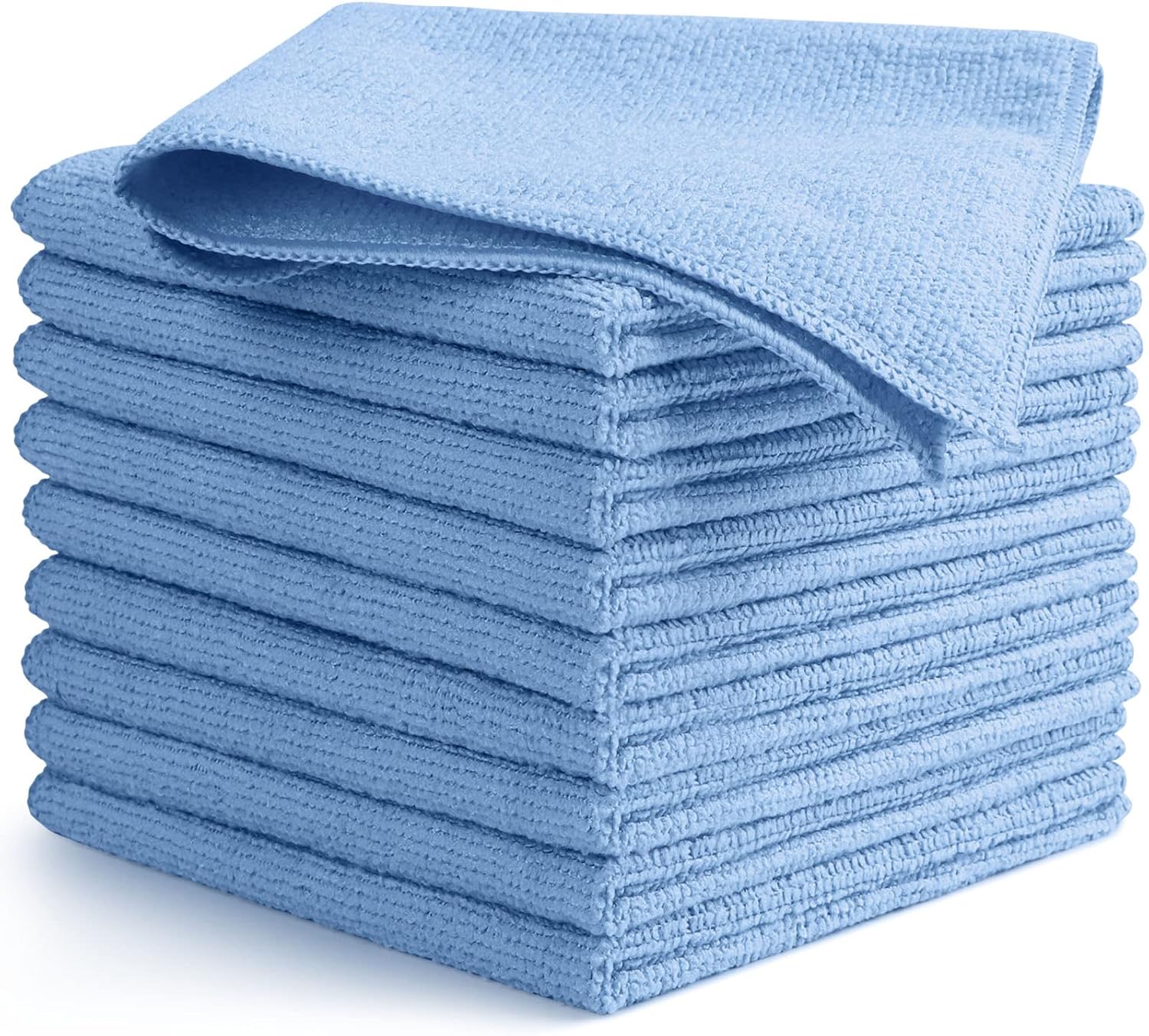 AIDEA Microfibre Cloth 10 Pack,Lint Free Reusable Cleaning Cloths,Highly Absorbent Streak Free Washable Cleaning Towels Rags Dish Cloth for House,Kitchen,Car,Motorbike,Windows 30 X 30 CM,Blue