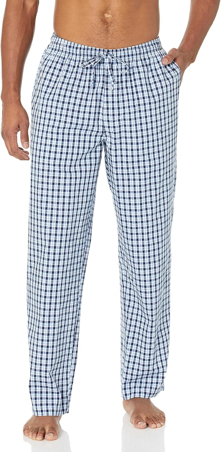 Amazon Essentials Men's Straight-Fit Woven Pajama Pant with Pockets