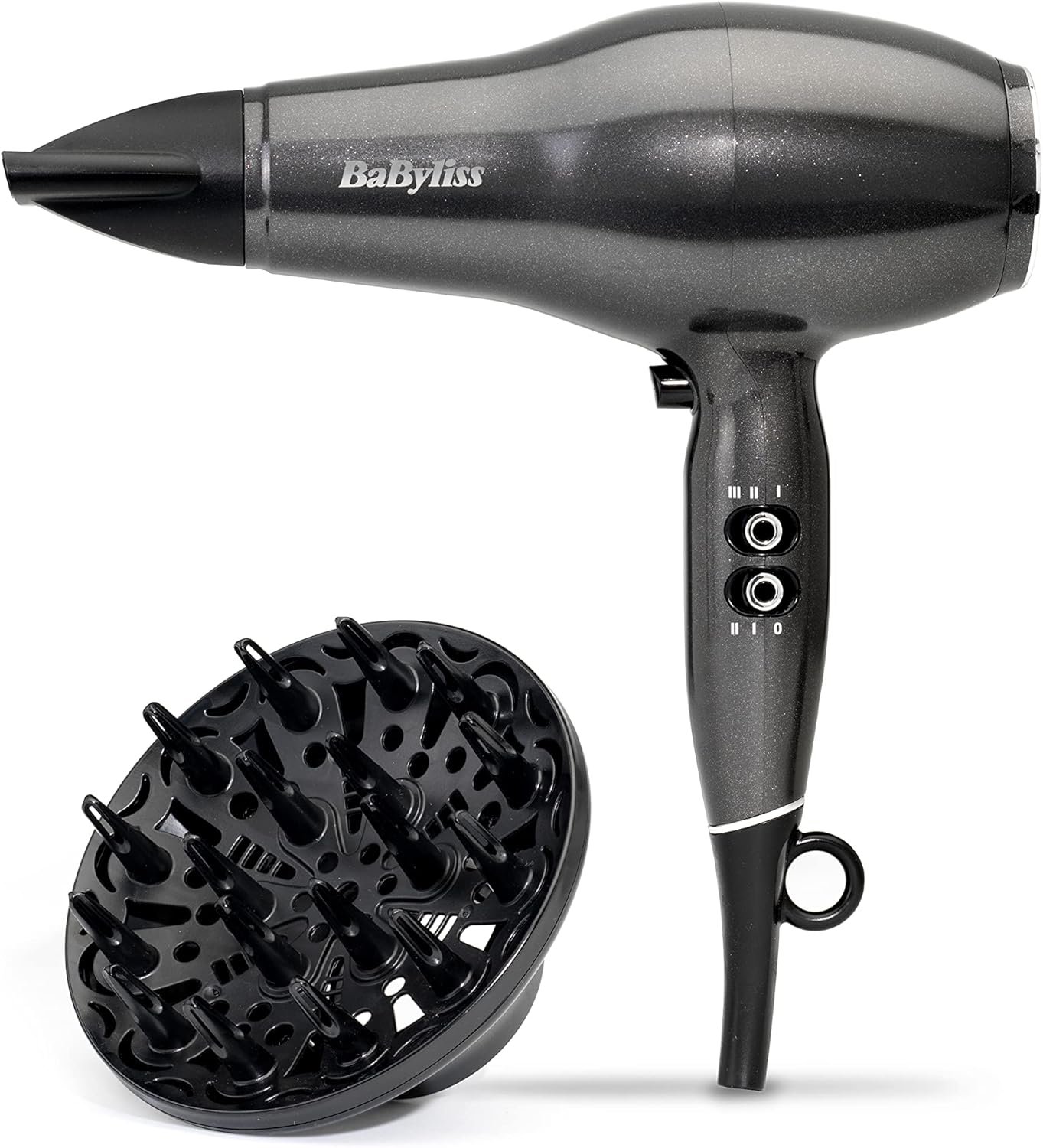BaByliss Platinum Diamond Hair Dryer & Diffuser - Professional 2300W Blow Dryer with AC Motor, Ionic Frizz-Control, 3 Heat & 2 Speed Settings, Diamond, 6490DU