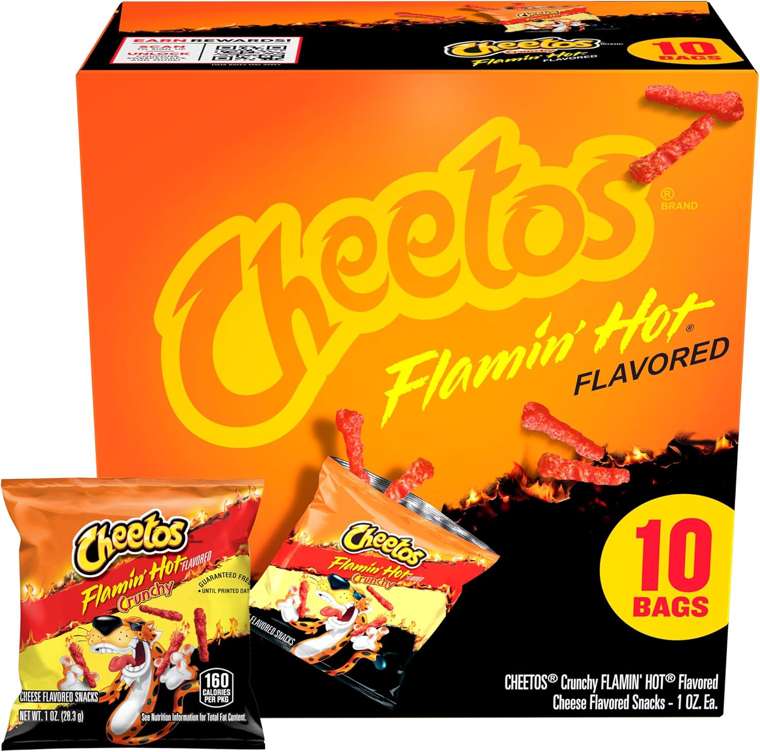Cheetos Crunchy Flaming Hot, 1 Oz, 10 Pack