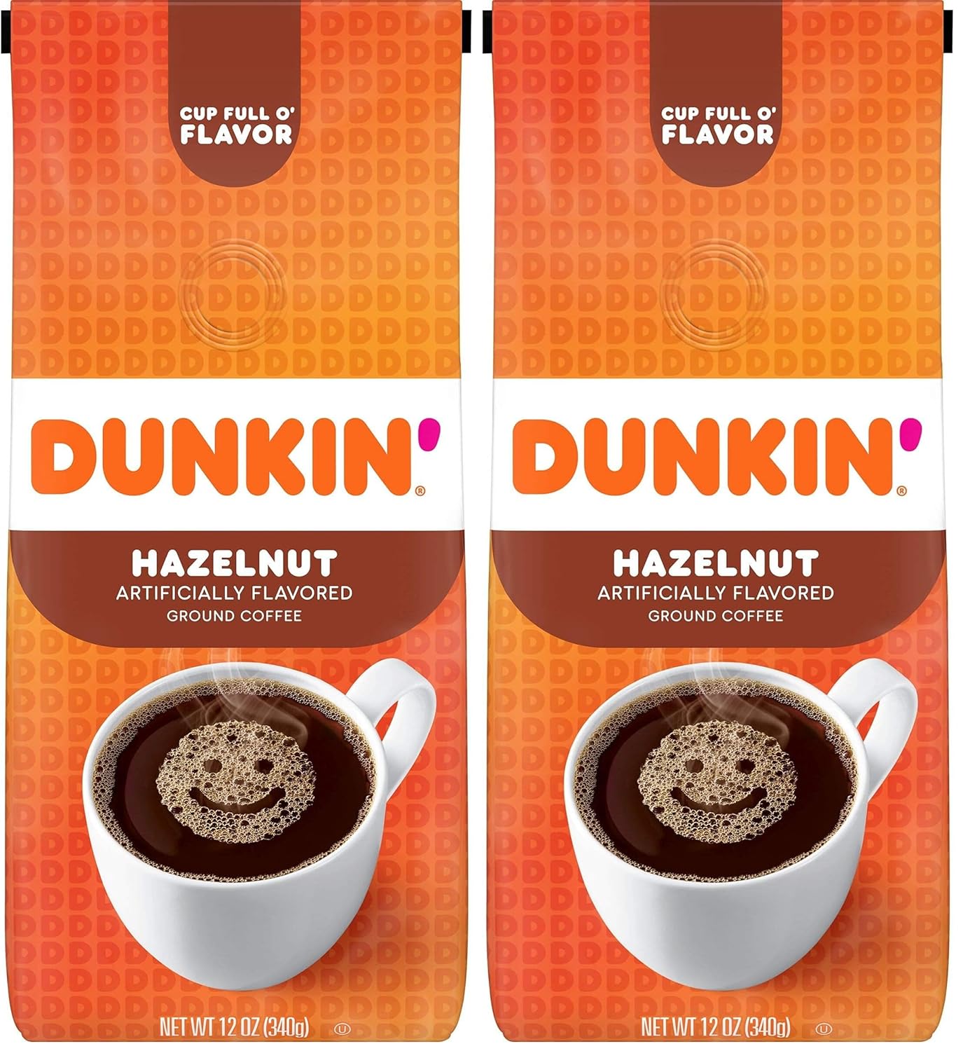 Dunkin' Hazelnut Flavored Ground Coffee, 12 Ounce (Pack of 2)