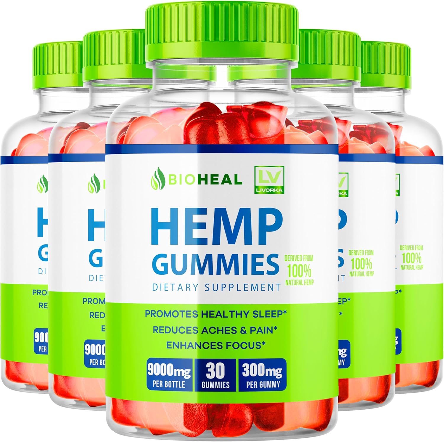 5 Pack - Bio Heal Gummies. BioHealGummie, Bio Heal 150 Gummies for 5 Month, Bio Heal Hemp Gummies 9000 MG Per Bottle, BioHeal Gummies