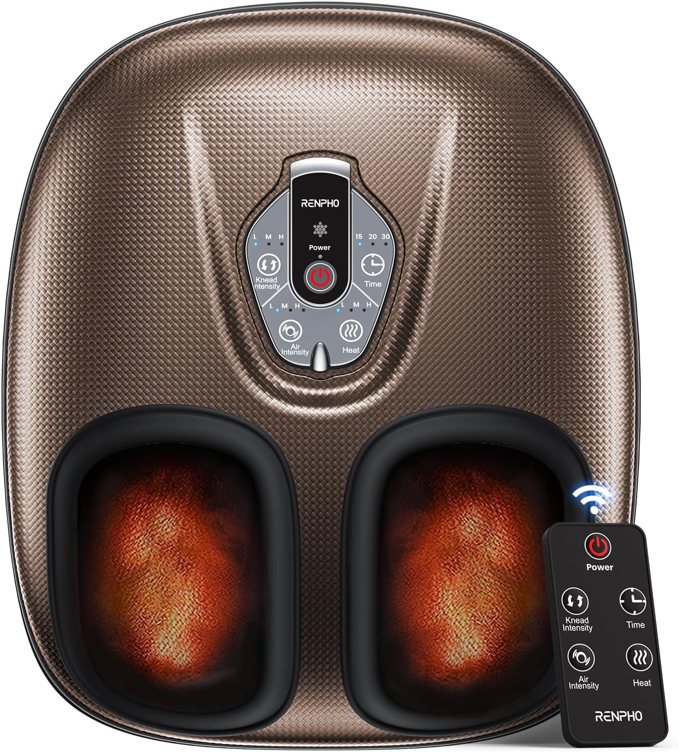 RENPHO Foot Massager Machine with Heat [2025 Upgraded], FSA HSA Eligible, Foot Massager for Plantar Fasciitis, 3 Heat Levels, Fathers Day Dad Gifts for Women Men, Wireless Control, True Feet Massage