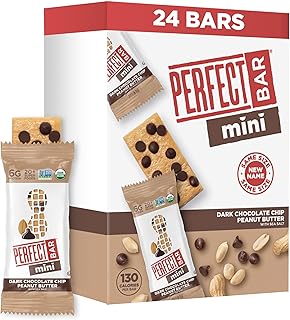 Perfect Bar Mini, Dark Chocolate Chip Peanut Butter Protein Bar, Protein Snack, Snack Bar, Organic, Gluten Free, Soy Free, Non GMO, No Sugar Alcohols, .88 Ounce Bar, 24 Count