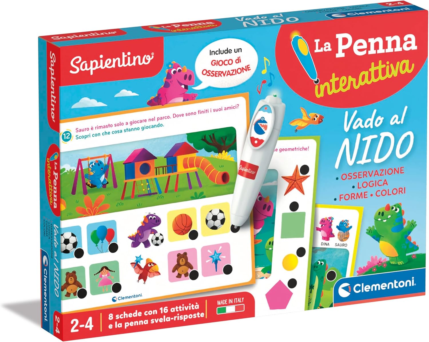 Clementoni - Sapientino Interactive Vado al Nesto Cards, Educational Game 2 Years, Electronic Speaking, in Italian, Batteries Included, Made in Italy, Multi-Colour, 16457