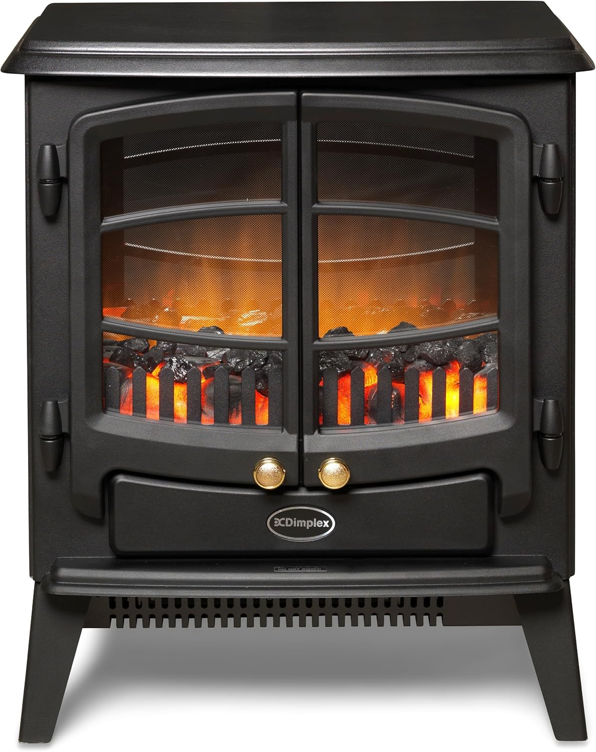 Dimplex Tango Optiflame Electric Stove, Black Freestanding Fire with Coal Fuel Bed, LED Flame Effect, Thermostat, 2kW Fan Heater, A Choice Of 1000 or 2000 Watt Heat Settings and Remote Control