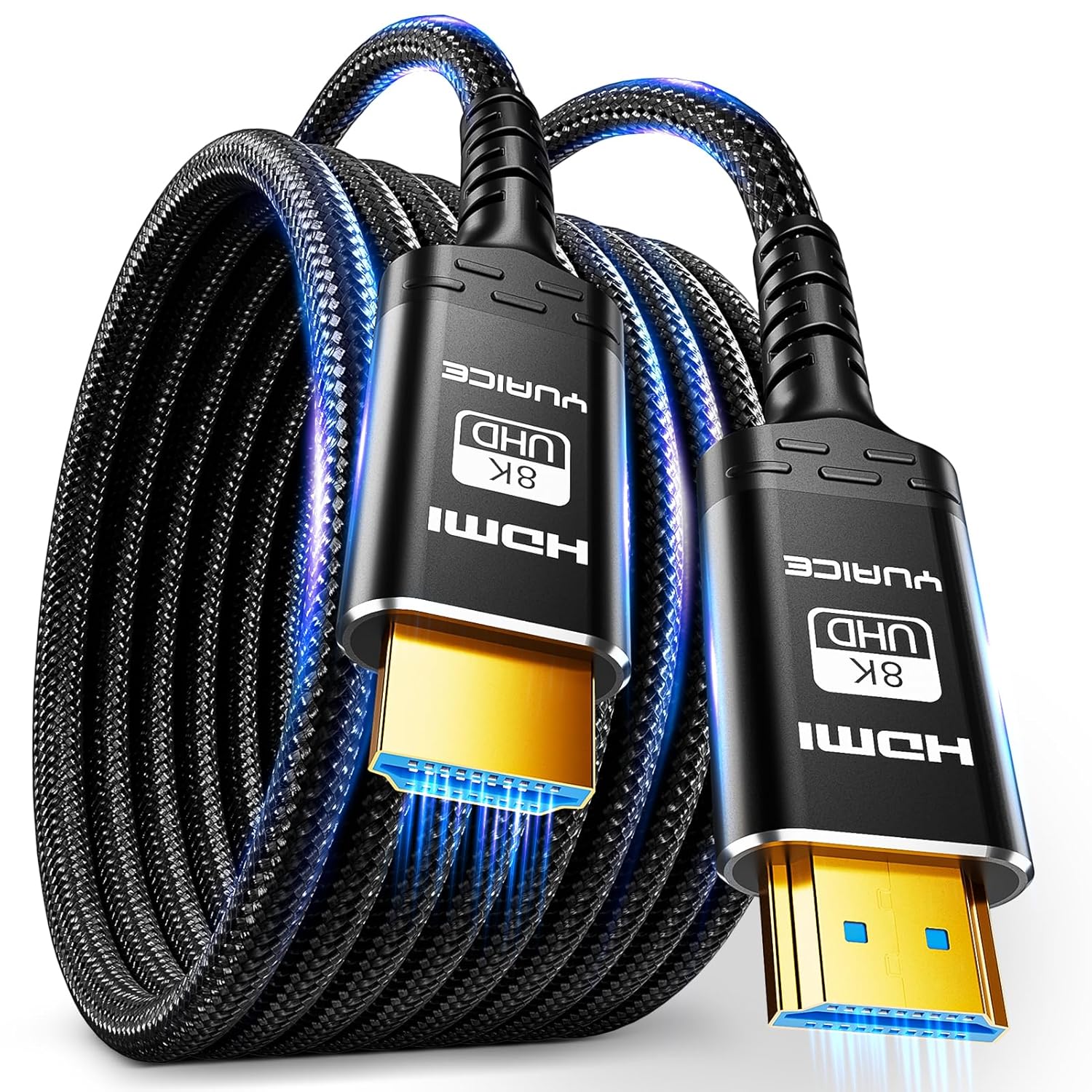 10K 8K HDMI Cable, 1.5FT, 3.3FT, 6.6FT, 10FT, 16FT, 20FT, 25FT Heavy Duty High-Speed Braided HDMI Cable, Professional HDMI Cord, 48Gbps, 4K@120Hz, 8K@60Hz, HDR, DTS:X, HDCP 2.2/2.3
