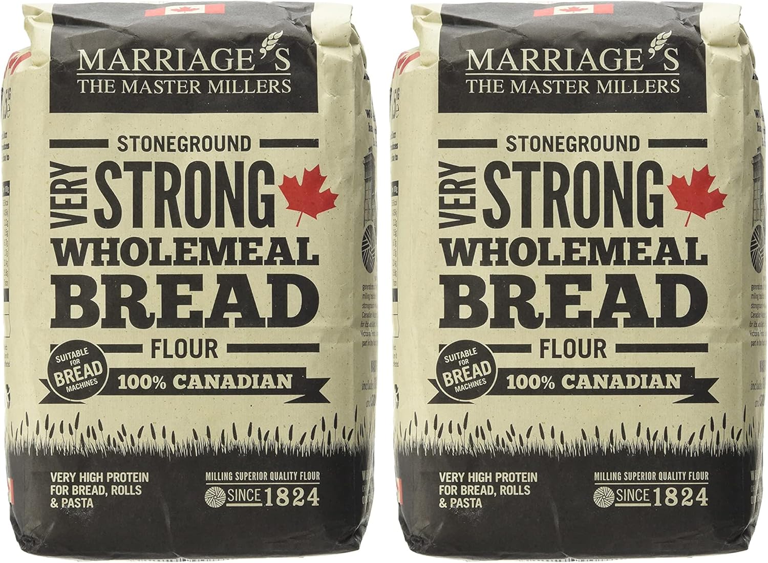 Marriages Canadian VERY Strong Wholemeal Bread Flour, 1.5kg (Pack of 2)