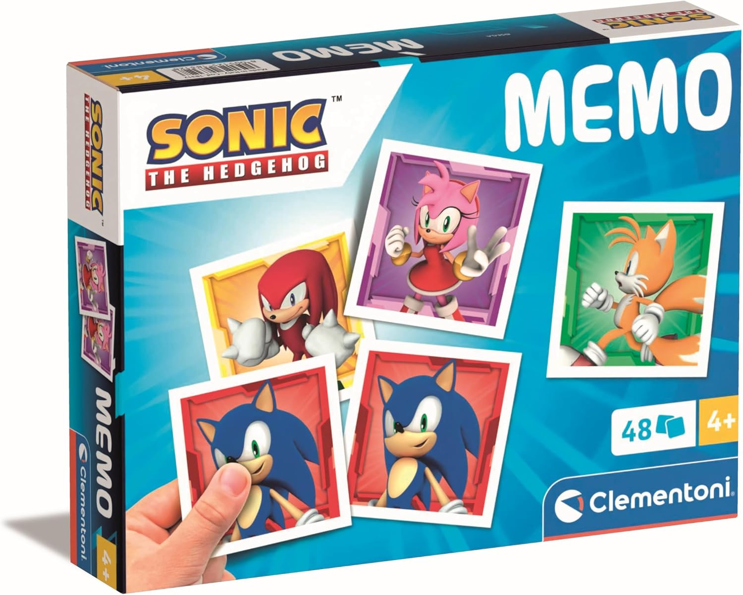 Clementoni Educational Game Memo Pocket Sonic 48 Tiles - Game For Children 3-5 Years, Flash Card Games, Learning Logical Thinking, 2 Players, Gift For Boy/Girl, Cartoon, Made In Italy, 18312
