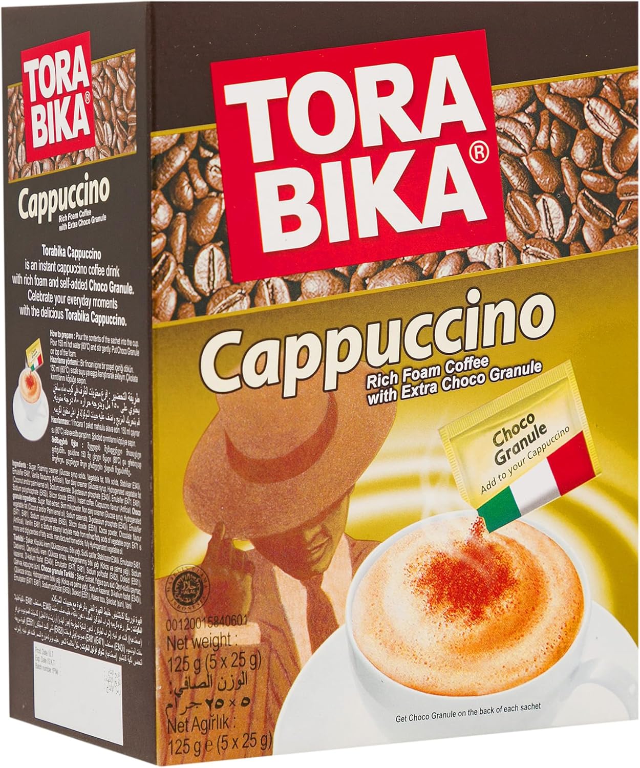 Torabika Cappuccino Instant Coffee 5-ct, 125 Gram