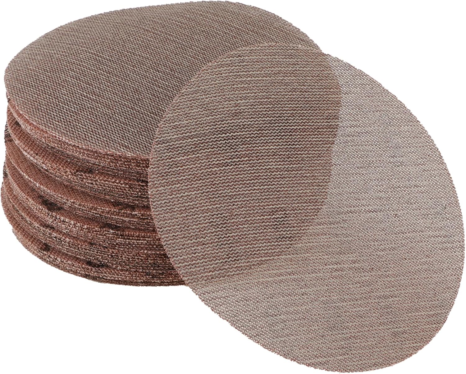 50 Pcs 7 Inch Abranet Sanding Mesh Anti-Clog Hook Loop Dust Free Net Sandpaper 100 Grit Brown Aluminum Oxide