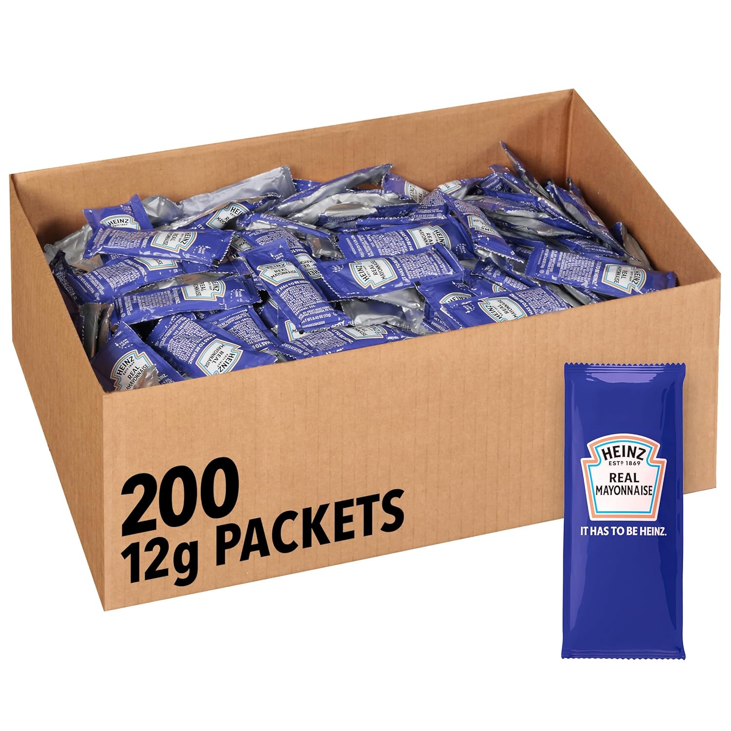 Heinz Real Mayonnaise Single Serve Packet (0.4 oz Packets, Pack of 200)