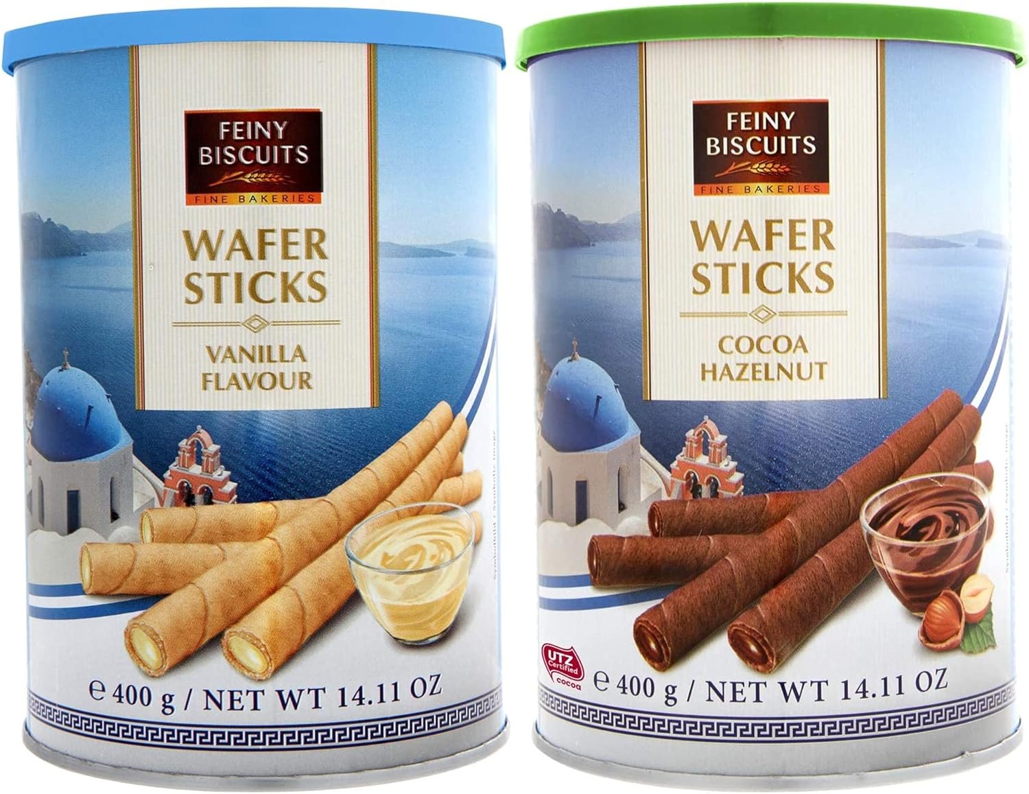 Wafer Rolls Variety Pack - Vanilla Flavoured Cream (400g) & Hazelnut and Cocoa Cream (400g)