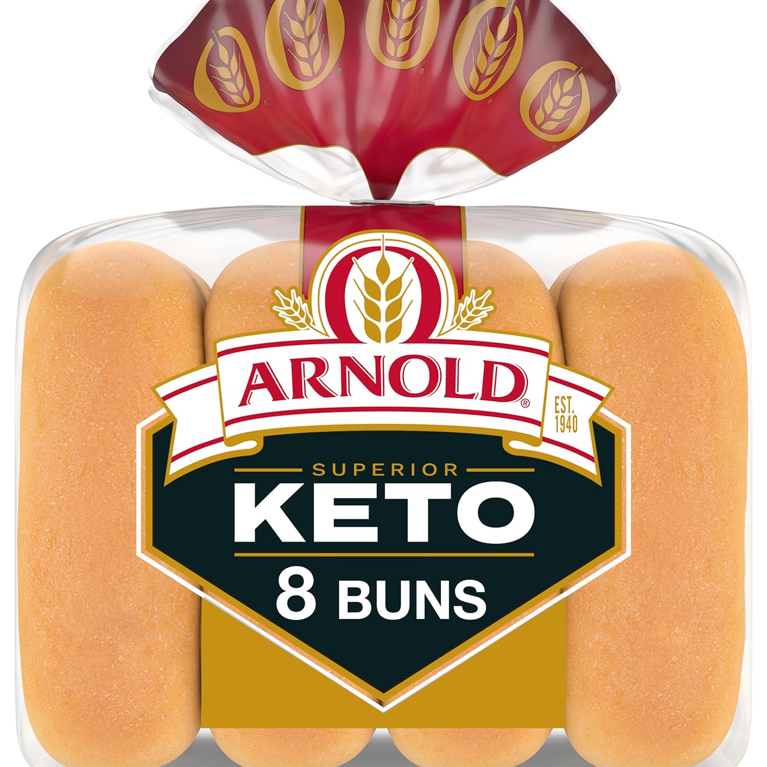 Arnold Keto Buns, 8 count, (1.5 oz each), White Hot Dog Buns, 12 oz Bag