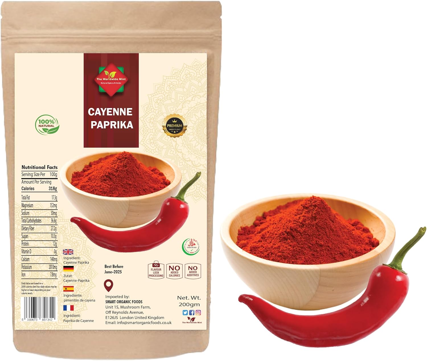 Cayenne Pepper (200g/7.05oz) | Powder Guinea Spice Bird Red |Hot Chilli Premium Quality 100% Natural No Additives Supplied in Zip Sealed Bag