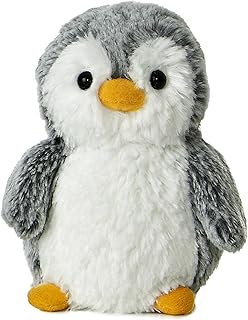 Aurora® Playful Pompom Penguin™ Mini Stuffed Animal - Vibrant Companions - Endless Fun - Gray 6 Inches