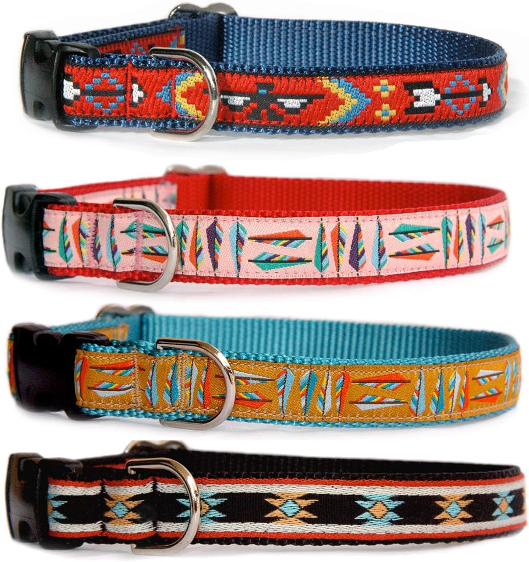 Nylon pet Collar : Navajo, Santa Fe, Southwestern & Native American influenced Designer Dog Collar for Puppies, Small Dogs to Large Dogs. Made in The U.S.A.