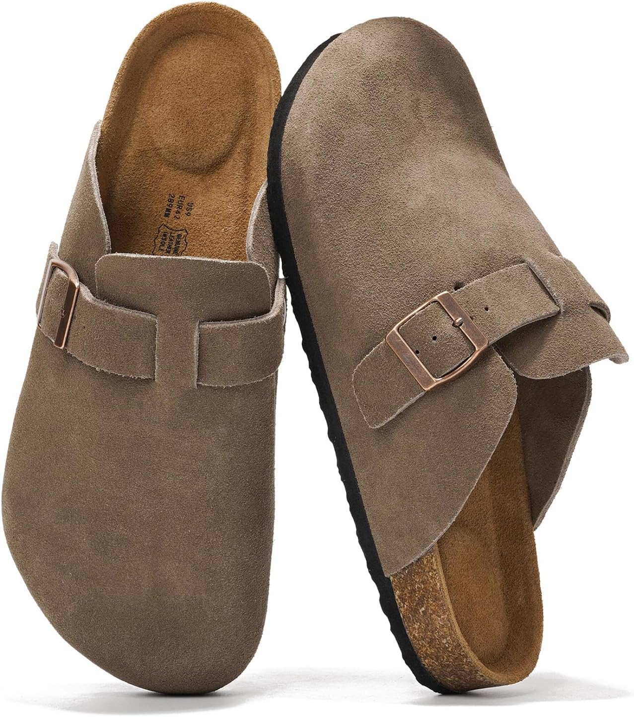 Project Cloud Mens Clogs - Full Grain Genuine Leather Memory Foam Clogs for Men Arch Support Cork Footbed - Non Slip Platform Mules (Brooklyn)