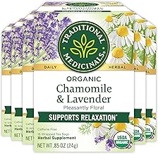 Traditional Medicinals Tea, Organic Chamomile & Lavendar, Stress Relief, 96 Tea Bags (6 Pack)