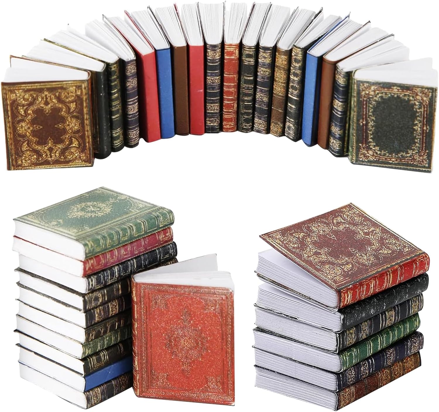 EDLMKM 24 PCS Miniatures Dollhouse Books, Miniature Books, 1:12 Scale Miniatures Dollhouse Books, Mini Books Model, Reusable Minature Books for Boys and Girls, Bedroom, Study Room