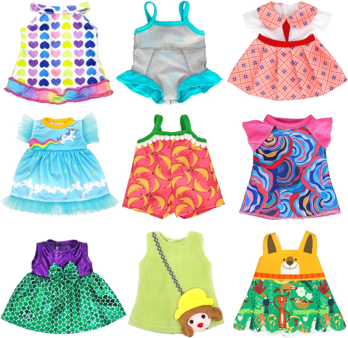 UNICORN ELEMENT 9 Sets Alive Baby Doll Clothes for 10-12 Inch Girl Dolls,12 Inch Baby Doll Clothing Dress Outfits Accessories Set,Best Gift for Kids(No Dolls)