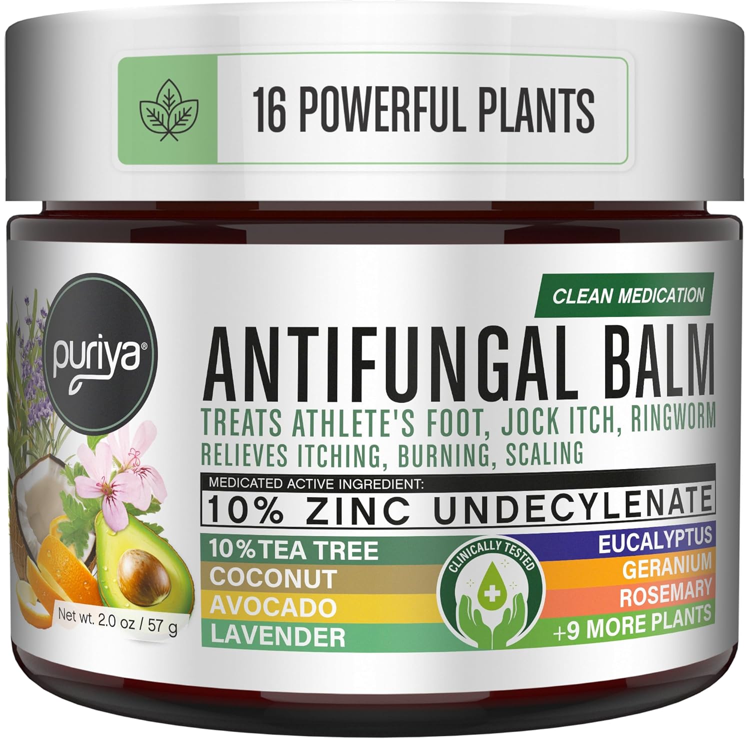 Puriya Tea Tree Oil Antifungal Cream, Plant-Powered Athletes Foot Cream Treatment, Jock Itch Cream Extra Strength, Ringworm Treatment for Humans, Anti Fungal Cream for Itchy Skin Relief