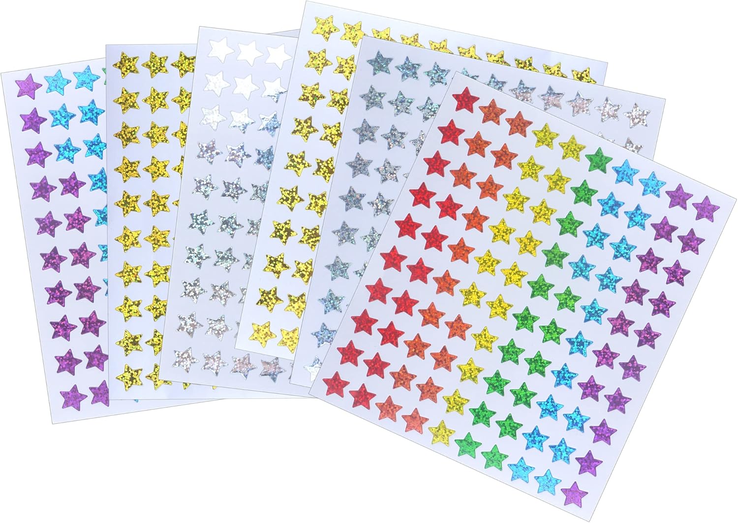 Storm&Lighthouse 600 x Star Stickers Gold Silver Rainbow Stars Mini Teacher Reward Stickers Scrapbook Stars for Crafts Glitter Art and Craft Classroom Resource (Mixed)