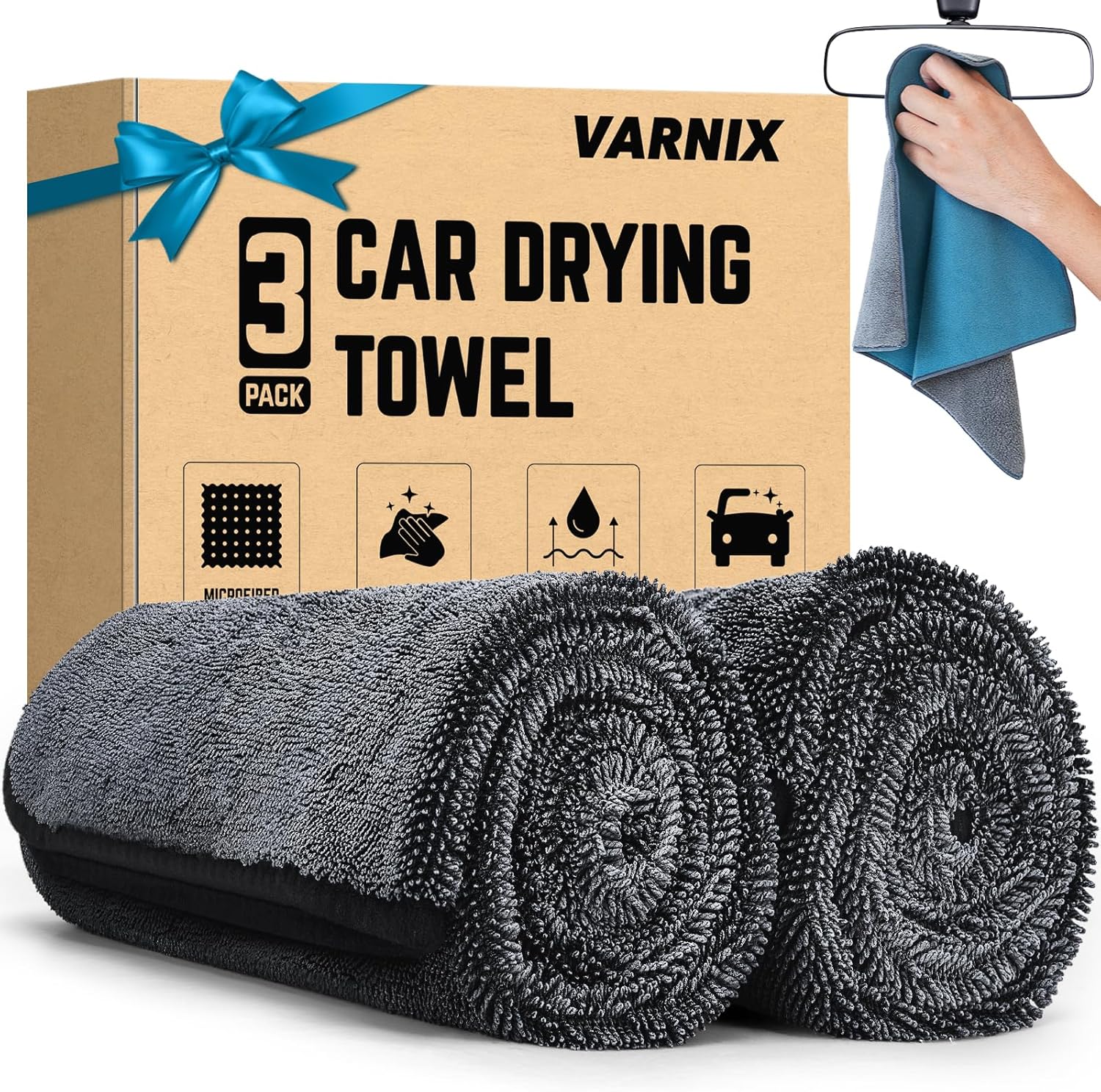 2-Pack Microfiber Towels for Cars 36"x24", Extra Large Ultra Absorbent Car Wash Drying Towels Detailing Supplies for SUVs and Trucks, No Streaks, Spots or Scratches