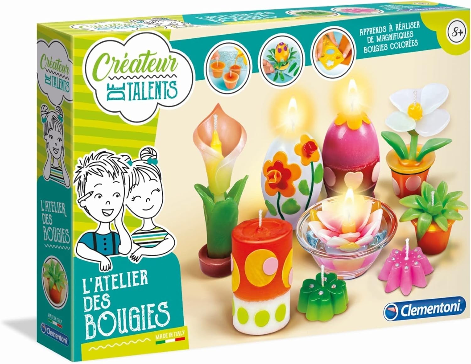 Clementoni | L'Atelier Des Bougies – Children's DIY Candle Kit 8 to 12 Years | Creative Home Activity | Educational Creative Hobby | DIY Girl Gift | Playful Cosmetic Workshop