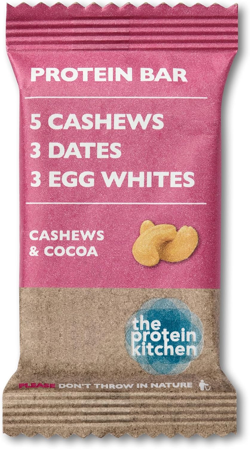 The Protein Kitchen 100% Natural Protein Bars (12 x 50g) - No Added Sugar, Nutritional Protein Bars - Cashew & Cocoa - Plant-based, Snack Bars
