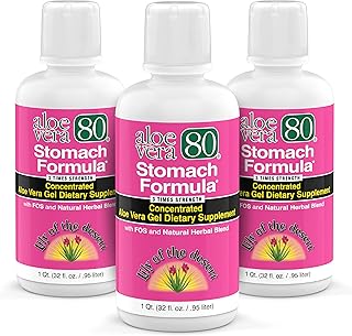 Lily Of The Desert Stomach Formula, Aloe Vera 80 Gel - Concentrated Aloe Vera Juice with Slippery Elm, Chamomile, Peppermint, and Ginger for Gut Health, Heartburn, Acid Reflux, 32 Oz (Pack of 3)