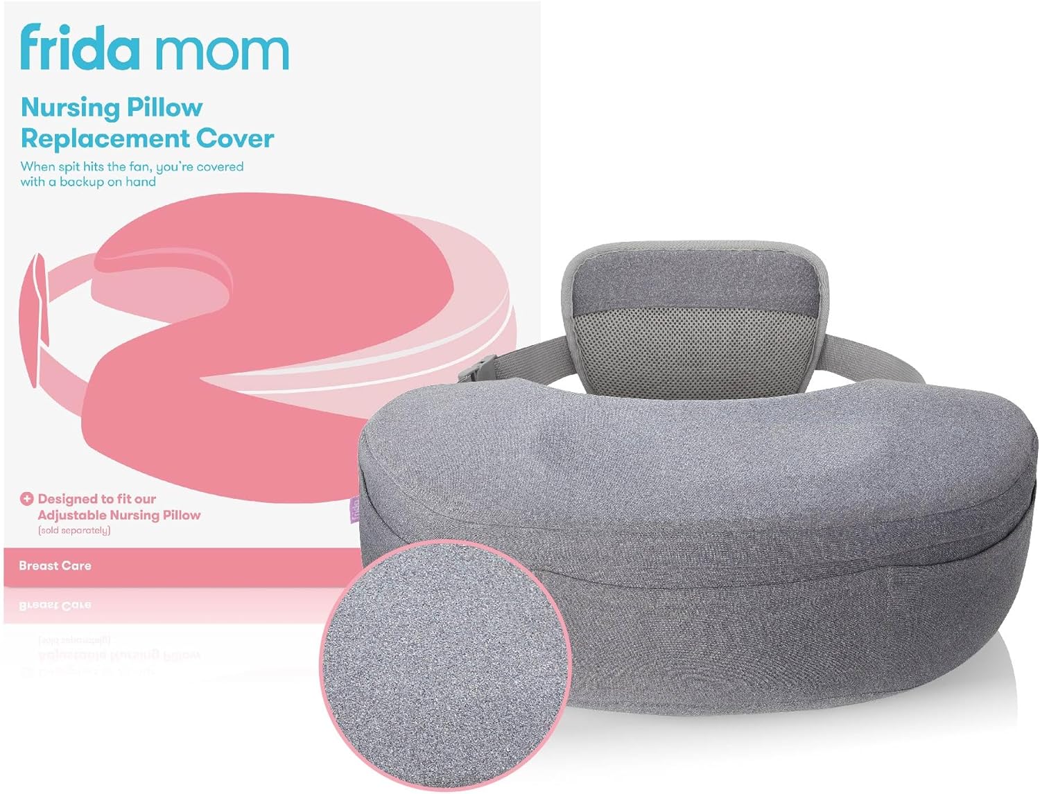 Frida Mom Nursing Pillow Cover, Easy-to-Clean Replacement Cover, Soft Fabric, Machine Washable, Gray