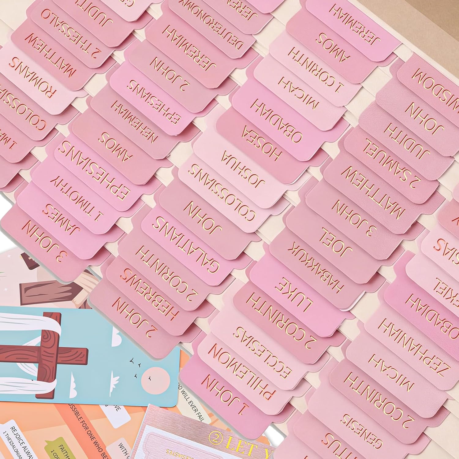 80 Christian Bible Tabs for Women, Pink Bible Book Tabs Large Print