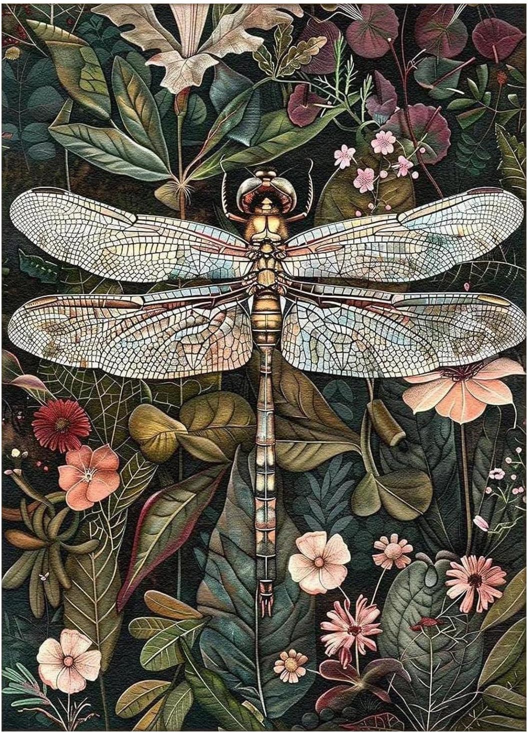Paint by Numbers for Adult, Dragonfly Paint by Numbers Kit for Adults Beginners, DIY Dragonfly Acrylic Painting on Canvas for Home Wall Art Decor 16x20 Inch
