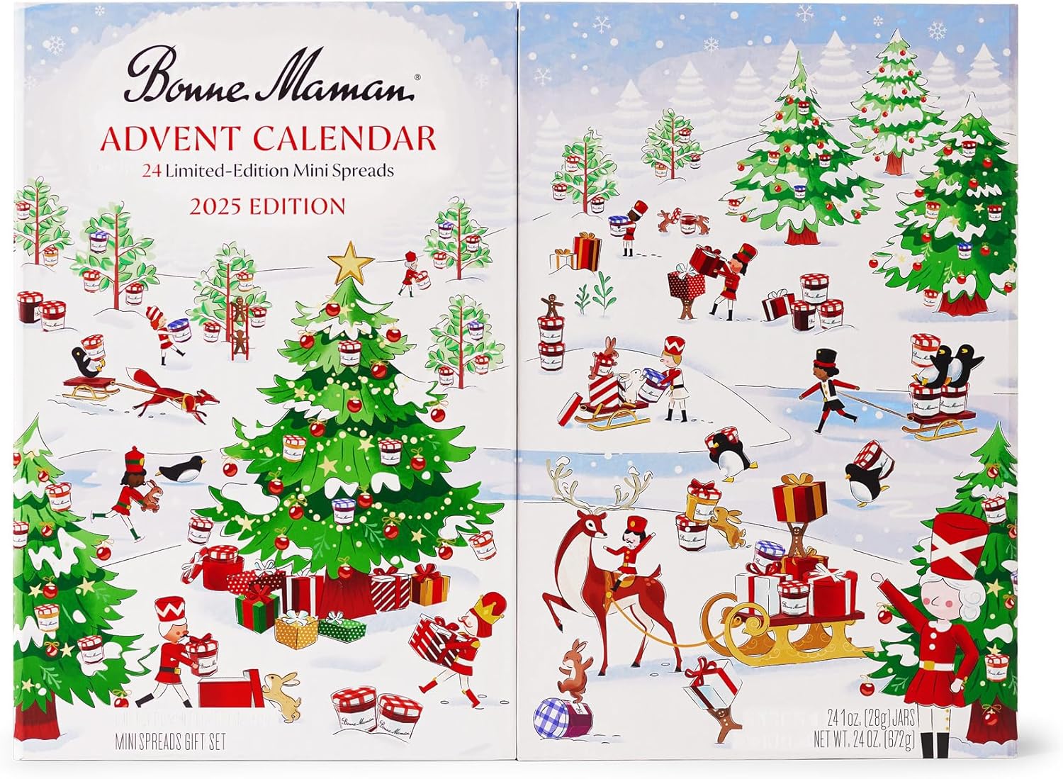 Bonne Maman 2025 Limited Edition Advent Calendar, 24 Mini Spreads